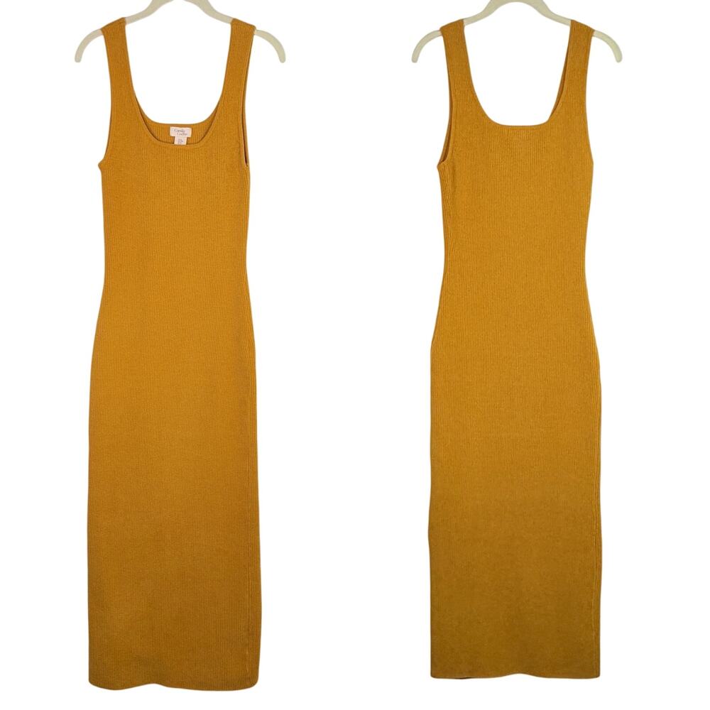 Camila Coelho Rust orange ribbed knit soft texture bodycon midi-length dress, M
